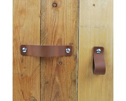 5 x Handgreep bruin leer - complete set -
