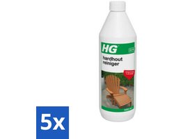 5 x HG Hardhout Reiniger 1 liter - Hardhout Reinigen - Tuinmeubel Reinigen - Hout Reinigen - Buitenmeubel Reinigen - Terras Reinigen
