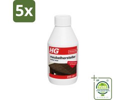 5 x HG Meubelhersteller Donker Hout 250 ml - Grootverpakking - Meubelhersteller - Houtverf - Meubels Schoonmaken - Krassen Verwijderen - Vlekken Verwijderen