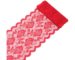 5 yards 15 cm breed kleurrijke elasticiteit kanten rand kant lint roze bloemen patroon kanten boord sierband sierband kant stof voor naaien doe-het-zelf knutselen kleding ondergoed decoratie, rood