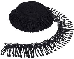 5 Yards Zwarte Franje Kwast Trim, Decoratieve Kant Fringe Stof voor Creatieve DIY Projecten, 9.5cm Breed