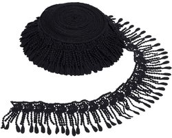 5 Yards Zwarte Franje Kwast Trim, Decoratieve Kant Fringe Stof voor Creatieve DIY Projecten, 9.5cm Breed