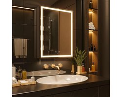 50-70 cm LED spiegel geneeskunde kast met verlichting en dimmer - 3 kleuren licht - make-up spiegel - stopcontacten & USB
