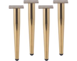 50 cm tafelpoten van metaal, 4 stuks meubelpoten, gouden conische tafelpoten, rubberen pad, No-Slip Silent, salontafel/tv-tafel/bijzettafel/commode/nachtkastje/zitbank, poten, met schroef (50 cm,