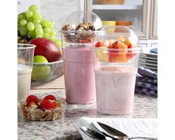 50 Deksel Hurricane, PET rond Ø 7,8 cm · 3,8 cm glashelder met gat