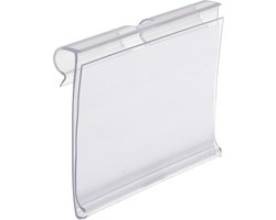 50 etiketten voor opslagbakken, plastic labelclip, mandlabels, clip op draadplank, prijsetikethouder, displayhouder voor merchandiseborden, 50 etiketteninzetstukken inbegrepen (2,36 inch * 1,57 inch)