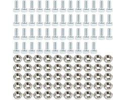 50 hamerkopschroeven M6 × 12 van aluminium, 50 moeren M6, broeikasbouten van aluminium, T-schroeven voor kassen, corrosiebestendige bevestigingsschroeven met moeren, geschikt voor glasreparatie