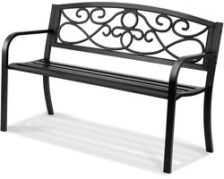 50-Inch Metalen Tuinbank, Belastbaar Tot 550 Kg, Tuinbank met Rugleuning En Armleuningen voor Terras, Park, Tuin, Veranda