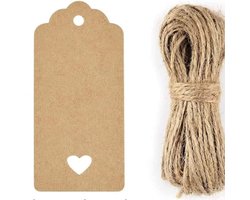 50 kerstlabels - kerst labels - Kerstversiering - kerstlabels karton - Kerstdecoratie Cadeauverpakkingsset - Kit Papieren Cadeaukaartjes - Touw Hangende Tags - kerst versiering - 9.5*4.5cm - Cadeauversiering