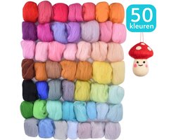 50 kleuren Wolvilt van Merino Wol - Hobby Vilt pakket Naaldvilten / Needle Felting