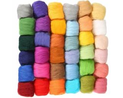 50 kleuren Wolvilt - Vilt pakket voor beginners en gevorderden - Droogvilten - Viltwol Wolvilt pakket - voor naald vilten - Needle Felting - LOUZIR