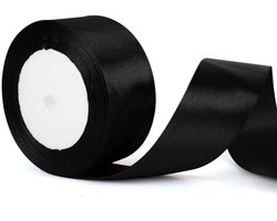 50 mm breed zwart dik lint voor het inpakken van cadeaus, 22 m, dik zwart lint, satijnen lint voor het inpakken van cadeaus, kerstboeketten, taartdecoratie, haarstrikken, knutselwerk