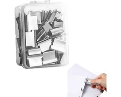 50 Navulclips voor pushbinders – Boekensteun – Ringband - Voor kantoor en school – Kunststof – Zilver