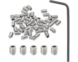 50 stuks 304 RVS Verstelbare Schroeven #6-32x3/16", UNC Grof Gewikkelde Draad voor Meubel, Deurhandgreep en Verlichting Reparatie met Schroevendraaier
