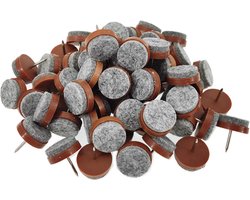 50 stuks - Anti Kras Vloerbeschermer Vilt met Spijker - Meubelvilt - Tegen krassen op de vloer - Stoelpoot Beschermers - Rond - Stoelpoot Beschermers - Beschermvilt - Stoel - Meubels - 24mm - bruin