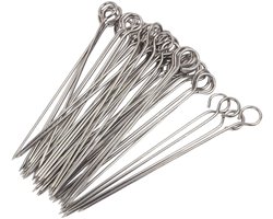 50 stuks - BBQ spiesen - RVS - RVS spiesen - Stalen spiesen - Marshmallow metalen spiesen - voor barbecues, picknicks, keukens, restaurants en familiebijeenkomsten in de buitenlucht - 20x1.8cm - zilver