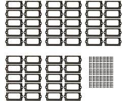 50 stuks - Brons Kleurig - Metalen Groot Rechthoekig Labelhouders - 7-3.3 cm - Antieke Meubels Lade Kast Taghouders - Met schroeven - Bibliotheek Labelhouders - Rectangular - Metal Furniture Label Holders - voor naamplaatjes, apothekerskast, archief
