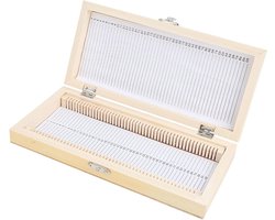 50 Stuks Deluxe Microscoop Glas Voorbereide Dia's met Specimens en Houten Opbergdoos voor Onderzoek