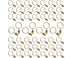 50 Stuks Gordijnringen met Clips, Roestvrijstalen Ringen voor Zware Gordijnen, 25mm Hanger Ringen voor Gordijnroedes en Draperie - Goudkleurig