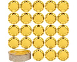 50 stuks gouden feestborden, dessert, plastic bestek, feest benodigdheden, kartonnen party set, papieren verjaardagsborden, servies voor bruiloft en verjaardagviering