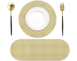 50 stuks gouden papieren placemats - glitterpapier - lichtgoud - wegwerptafelsets - decoratief - eettafel bruiloft - verjaardag - feest - Kerstmis