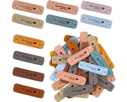 50 stuks - handgemaakte labels - Handgemaakte leren labels om te naaien Microvezel leren labels - handgemaakte labels - Decoratieve labels - Kleding accessoires - Leren labels om te naaien DIY hoeden kleding - 10 kleuren