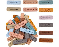 50 stuks - Handgemaakte labels - Labels - Handgemaakte leren labels om te naaien - Microvezel leren labels - Decoratieve labels - Kledingaccessoires - Leren labels om te naaien DIY hoeden kleding - 10 kleuren
