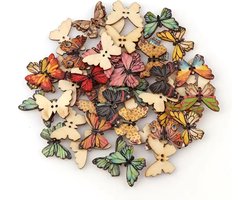 50 Stuks Houten Vlindertjes - Vlinders - Knutselen - Verschillende kleuren