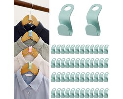 50 stuks kledinghangers verbindingshaken - 1.8*4.5cm - groen - ruimtebesparende hangers - ruimtebesparende jashangers - hangers en haken voor garderobekast en garderobekast