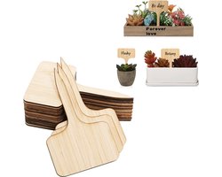 50 stuks labels - Tuinplantenlabels - Houten plantenlabels - T-vormige plantenlabels - Vetplantenlabels - Voor zaailingen, potplanten, bloemen, groenten