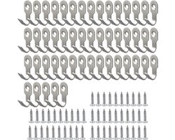 50 Stuks Mini Roestvrijstalen Kapstokken Haken - Compacte J-Haken voor Kleding, Handdoeken en Accessoires
