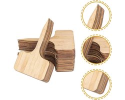 50 stuks - Plantenetiketten - T-type - Houtlook - 10x6cm - Dubbelzijdig Bedrukt Steeketiketten Tuin - Waterdichte -Plantenstekers - Moestuin Labels - Bloempot Decoratie - Kruidenbordjes