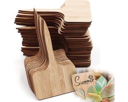 50 stuks plantenlabels, labels voor moestuinplanten, labels voor bamboeplanten buiten, houten T-vormige markers