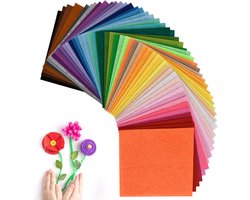 50 Stuks Viltlappen, 15x15 cm Gekleurde Viltvellen van Polyester, Zachte Lapjes voor Knutselen, Naaien en DIY Creaties voor Kinderen en Volwassenen
