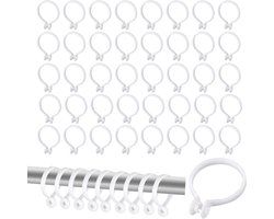 50 Stuks Wit Gordijnringen, Gordijnringen voor Gordijnroedes, Gordijnringen Kunststof 30 mm Binnendiameter, Hangende Ringen voor Gordijnroedes, voor Raamgordijn, Gordijnroedes en Douchegordijn