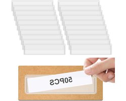 50 Stuks Zelfklevende Etikettenhouders 11x3 cm voor Mappen, Opbergdozen en Rekken, Transparante Plastic Labelinzetstukken voor Organisatie en Labeling