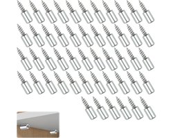 50 stuks - Zelftappende schroeven - Kaststeunschroeven - Drukplaat Phillips-schroeven - Stevige en duurzame schroeven - Plankbevestigingsschroeven - Antislip bevestigingsschroeven - Geschikt voor meubels, boekenplanken, planken en kasten (zilver)
