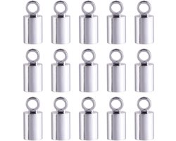 50 stuks zilveren koordeindkappen voor metalen zuil buissluiting - Set van 50 zilveren koordeindkappen voor Kumihimo sieraden maken