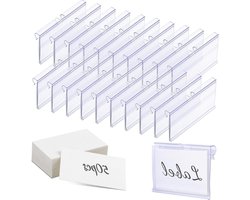 50 transparante plastic labelhouders voor draadplanken en manden - Set van 50 labelhouders voor prijsetiketten en merchandiseborden in supermarkt