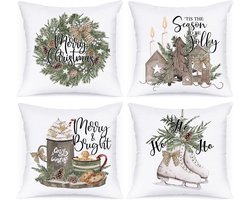 50 x 50 kerst kussenhoezen set van 4, peperkoek mannen huis krans decoratieve vakantie kussensloop kussenhoes 50 x 50 voor binnen huis bank bank kerst decor