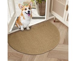 50 X 80 Cm — Bruin Halfrond Vloerkleed Van Imitatie-Sisal | Antislip, Wasbare Entreemat | Absorberend, Antislip, Wasbaar, Anti-Fouling Deurmat,Geschikt Voor Voor- En Achterdeuren, Entrees En Keukens