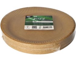 50 x kartonnen borden Nature Kraft karton 23cm /Wegwerp servies - Feest/verjaardag/BBQ/Picknick borden Milieuvriendelijk /Wegwerp bordjes karton