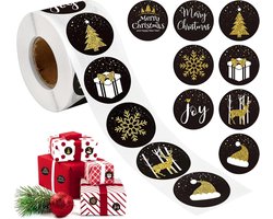500 Christmas Sealing Stickers Roll 8 Festive Designs 4cm Round Labels Santa Claus Snowflake Tree Reindeer for - ShopVlot