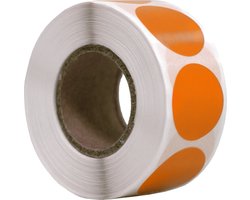 500 Etiketten Rond Oranje 20 mm op Rol - Sluitzegel - Markeringspunten - Blanco ronde stickers - DULA