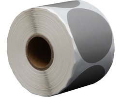 500 Etiketten Rond Zilver 50 mm op Rol - Sluitzegel - Markeringspunten - Blanco ronde stickers - DULA