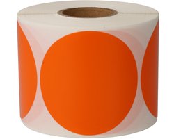 500 Etiketten Stickers Rond Oranje 50 mm op Rol Gekleurd - Sluitzegels Markeringspunten Blanco Labels - Dappaz