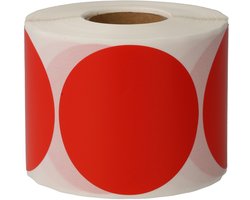 500 Etiketten Stickers Rond Rood 50 mm op Rol Gekleurd - Sluitzegels Markeringspunten Blanco Labels - Dappaz