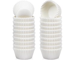 500-pack Mini Cupcake Liners - Wit - Oliebestendig - Klein Cupcake Inpakpapier - Bakvormpjes