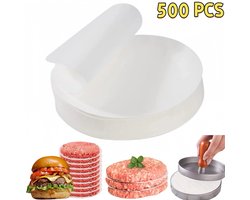 500 vellen - hamburgerbakpapier - 12 cm - Non-Stick Parchment Paper - Vetvrij hamburgerpapier - Rond Bakpapier - Te gebruiken om hamburgers, rundvlees, koekjes, cakes, enz. van elkaar te scheiden - voor Burger Press and Patty Makers - Wit
