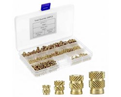 500st Sortiment van messing schroefinvoegen - Rändelmoeren M2/M3/M4/M5 voor 3D printen en kunststof onderdelen
